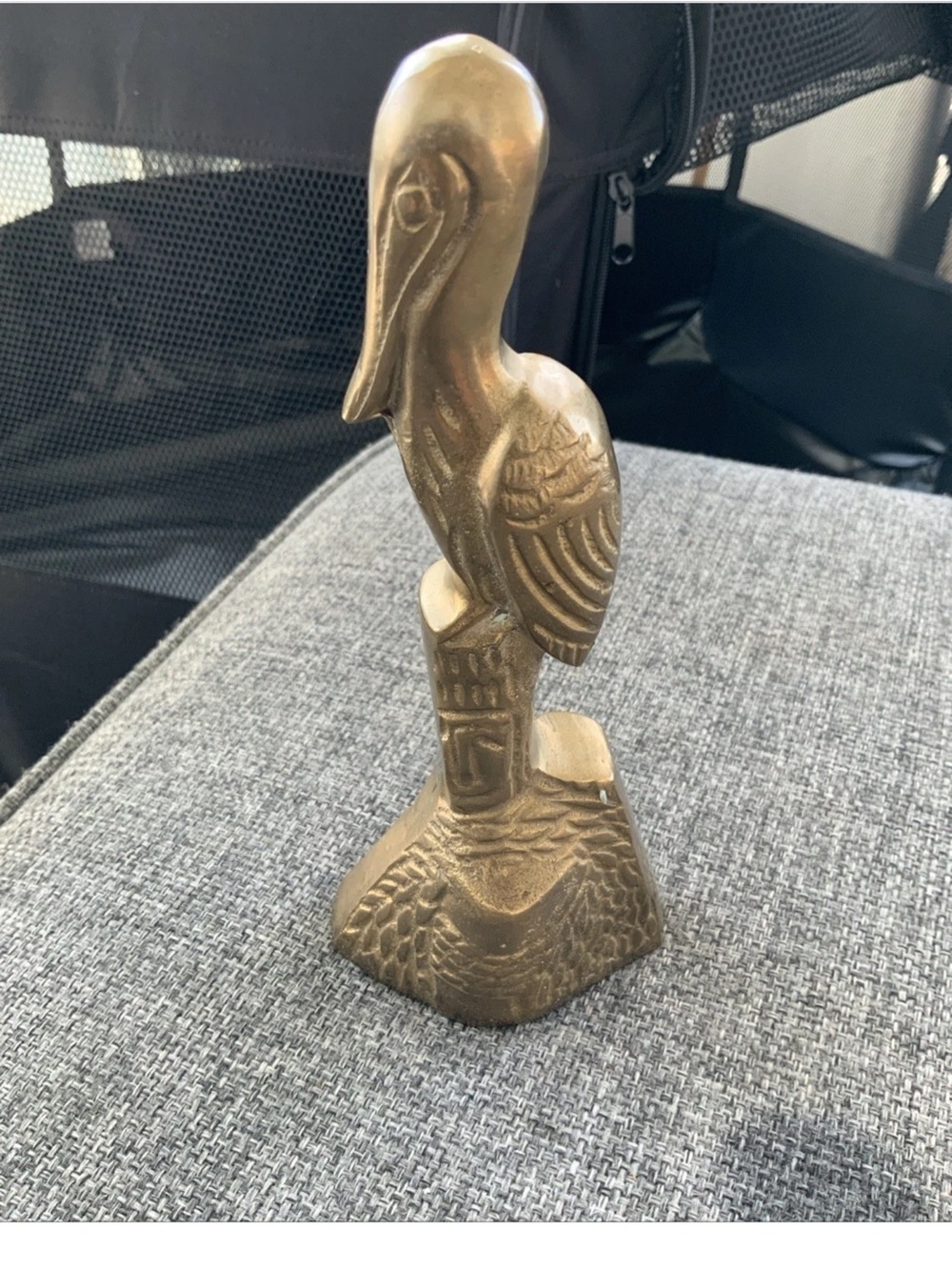 Vintage Brass Pelican Bird Figurine Nautical Seaside 8”